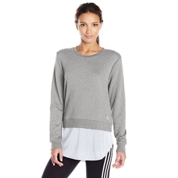 adidas Tops - Adidas Grey Sweatshirt with White Mesh Hem
